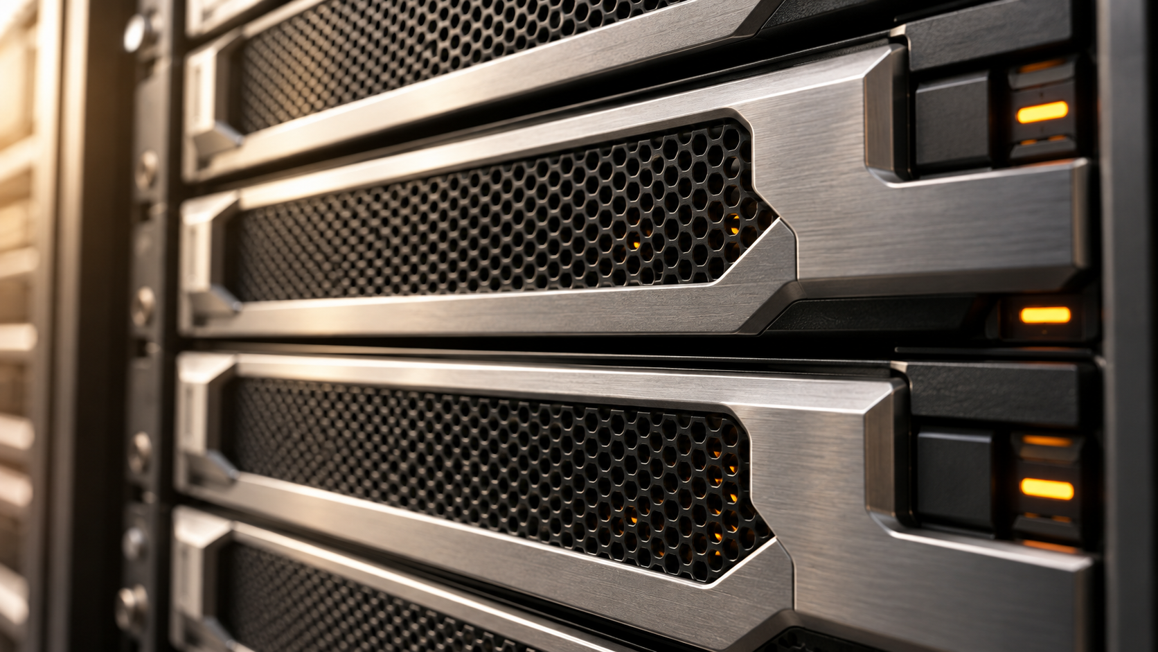 Generated close-up concept of brushed metal server hardware